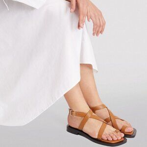 A.Emery x Matteau Spargi Leather Sandal Tan Minimal Flats Size 39 / US 8 NWOT